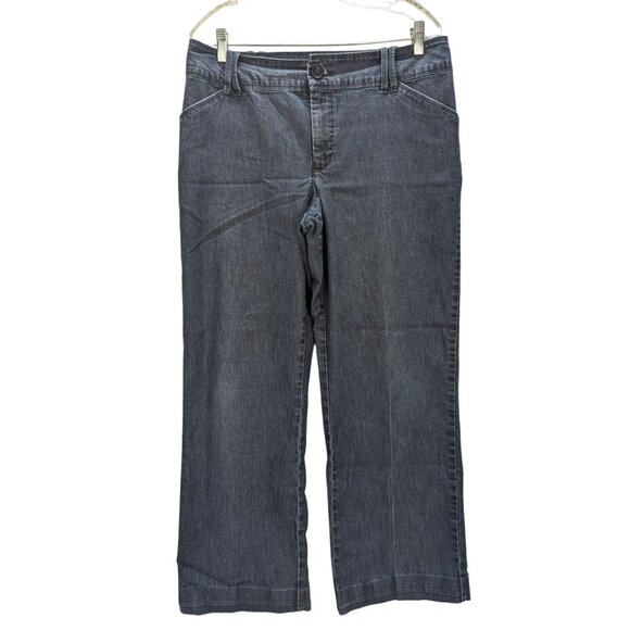Lee Platinum Label Women Naturally Slimming Straight Wide Leg Blue Jeans Sz 12 M - Picture 1 of 12